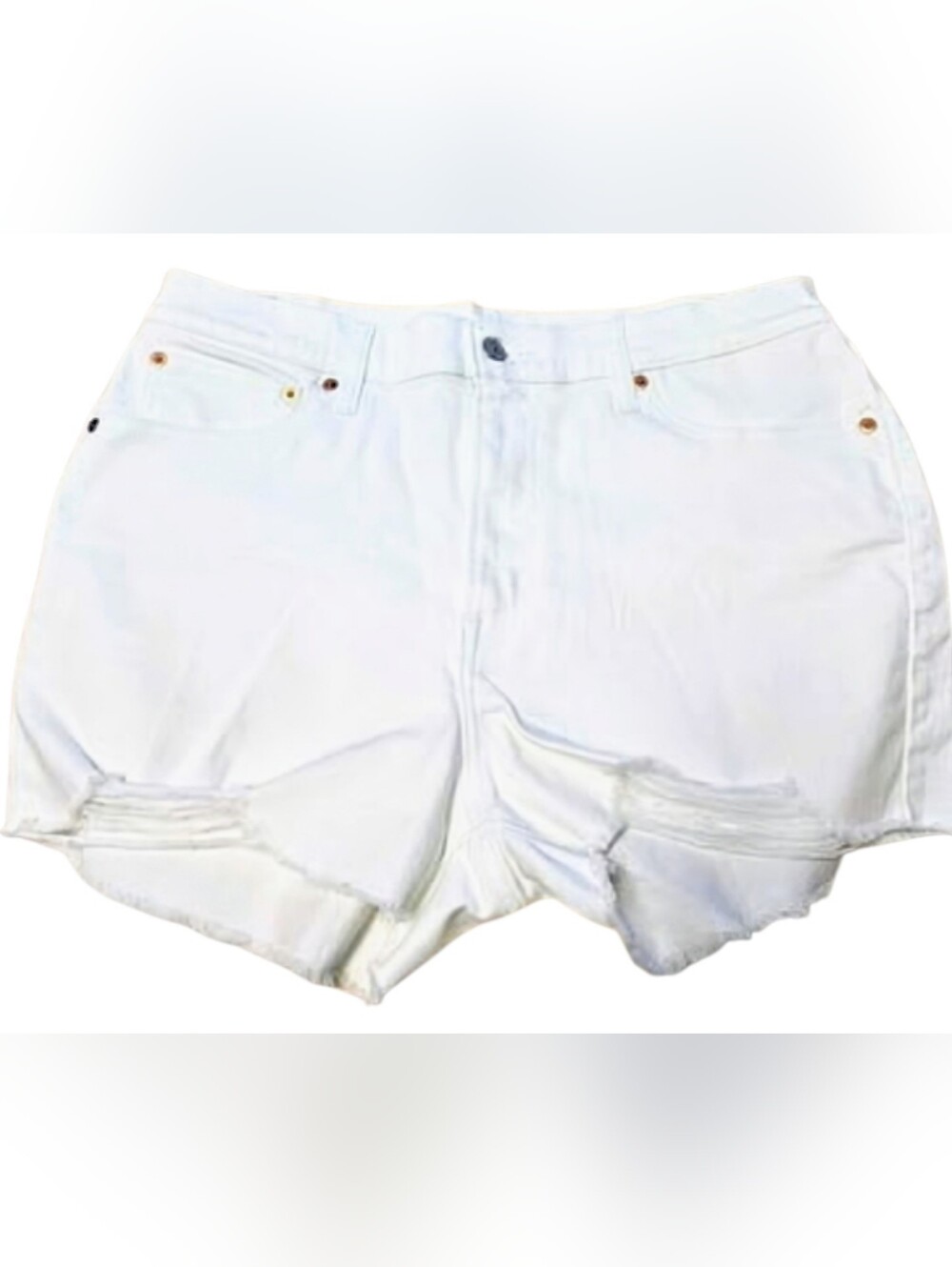 Women's White Distressed Cutoff Levi Denim Jean Short's 33W Brand New